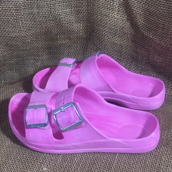 Birkenstock Shoes - Birkenstock Birkis Foam Pink Buckle Sandal Slip On